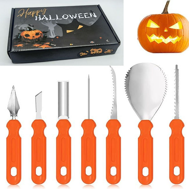 Halloween Pumpkin Carving Kit – 7-Piece Stainless Steel Tool Set