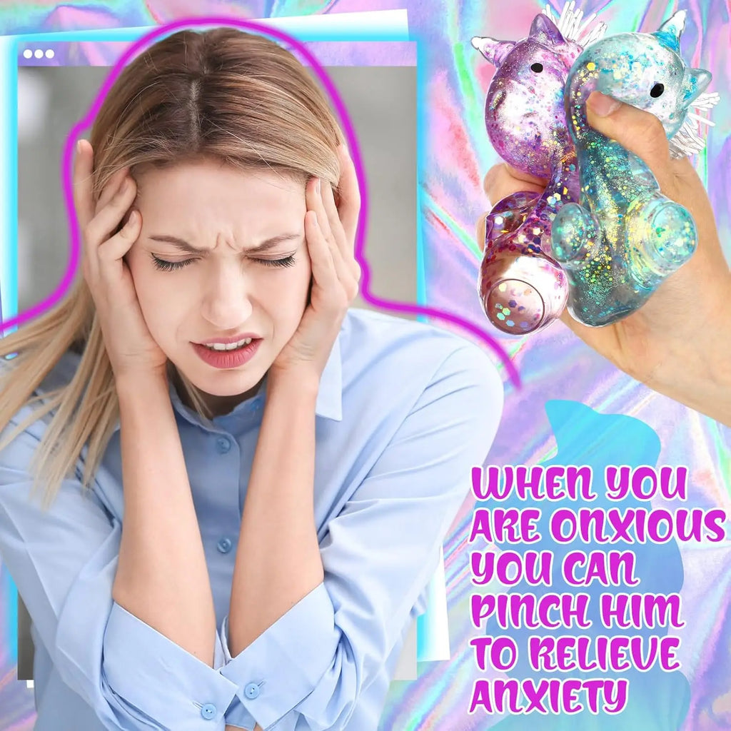 Unicorn Squeeze Toy | Soft Sensory Stress Relief Squishy Toy | Anti-Anxiety Fidget Reliever for Adults & Kids | Party Favor & Prank Gift
