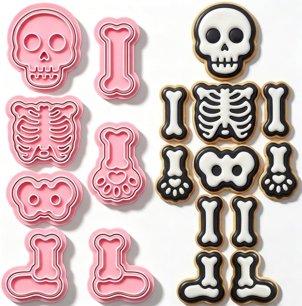 7-piece skeleton Halloween cookie cutter set