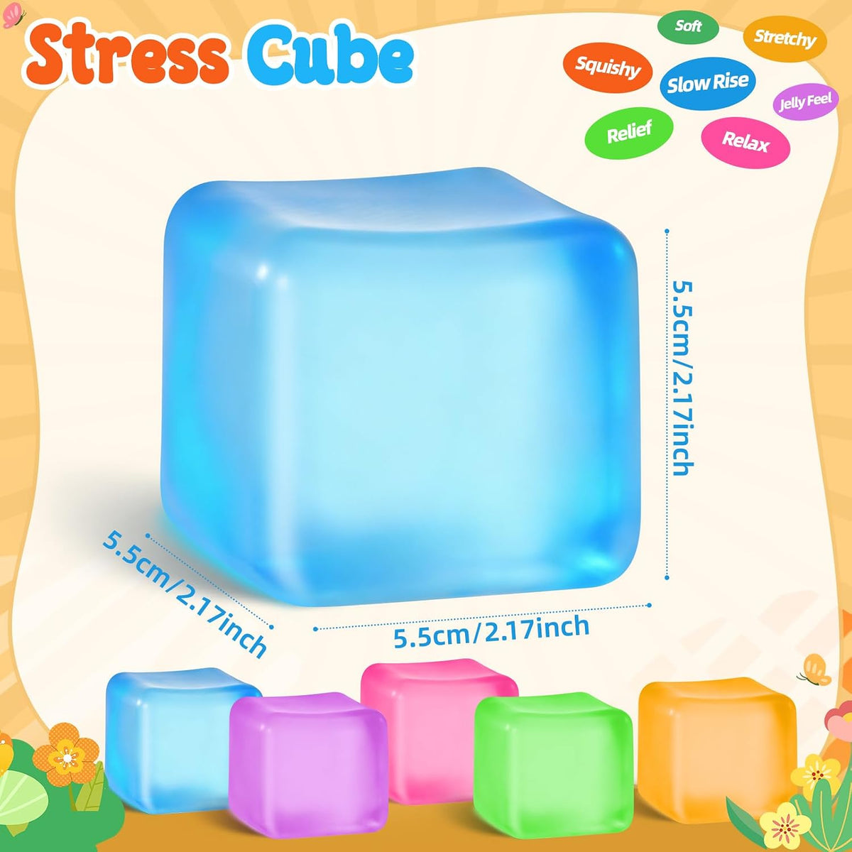 Squishy Stress Cube – Soft Sensory Squeeze Fidget Toy