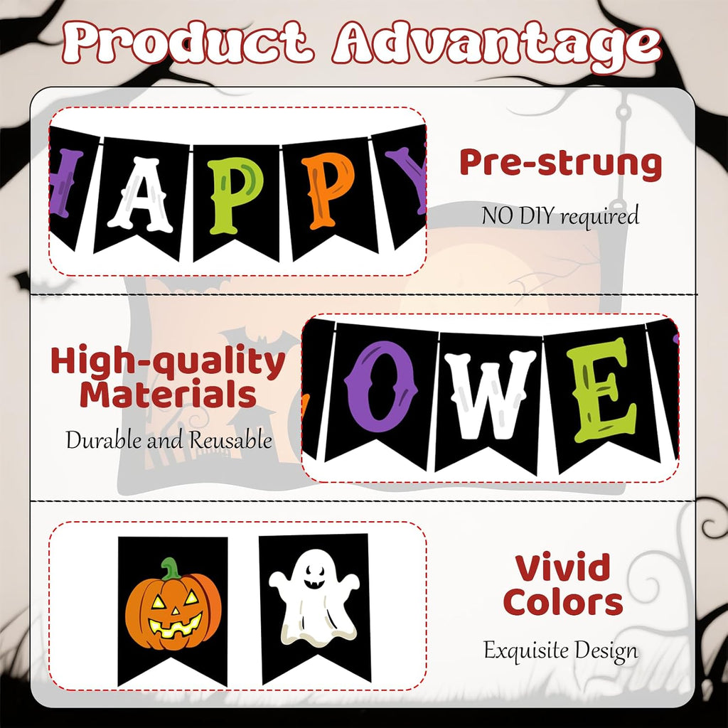 Happy Halloween Banner – Pre-Strung Halloween Party Decorations