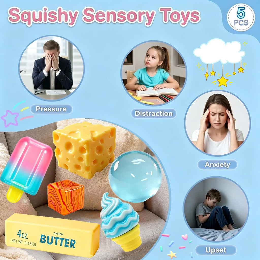 Food-Inspired Squishy Fidget Toys – Soft Slow-Rising Sensory Squeeze Toys
