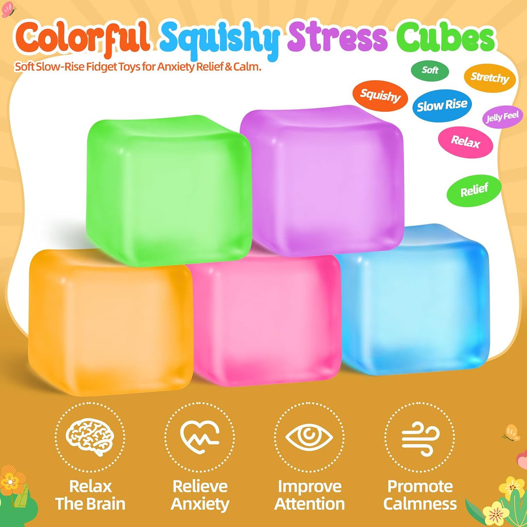 Squishy Stress Cube – Soft Sensory Squeeze Fidget Toy