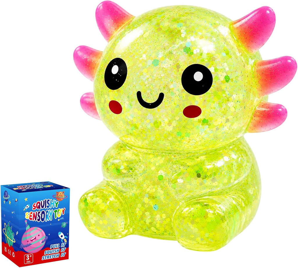 Glitter Axolotl Squishy Toy – Soft Sensory Squeeze Fidget