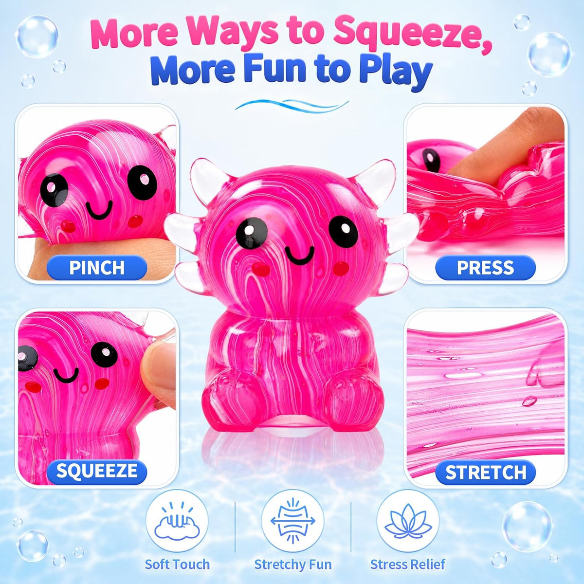 Glitter Axolotl Squishy Toy – Soft Sensory Squeeze Fidget