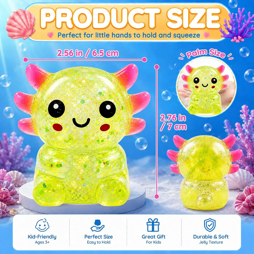 Glitter Axolotl Squishy Toy – Soft Sensory Squeeze Fidget
