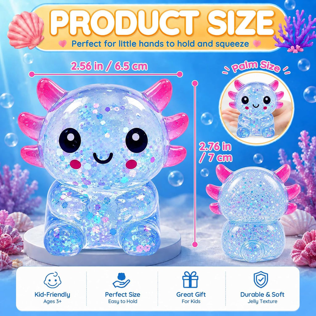 Glitter Axolotl Squishy Toy – Soft Sensory Squeeze Fidget