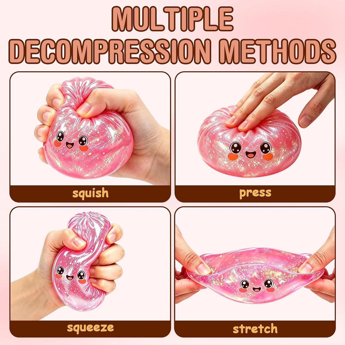 Glitter Squishy Toy with Holder – Soft Squeeze Sensory Fidget