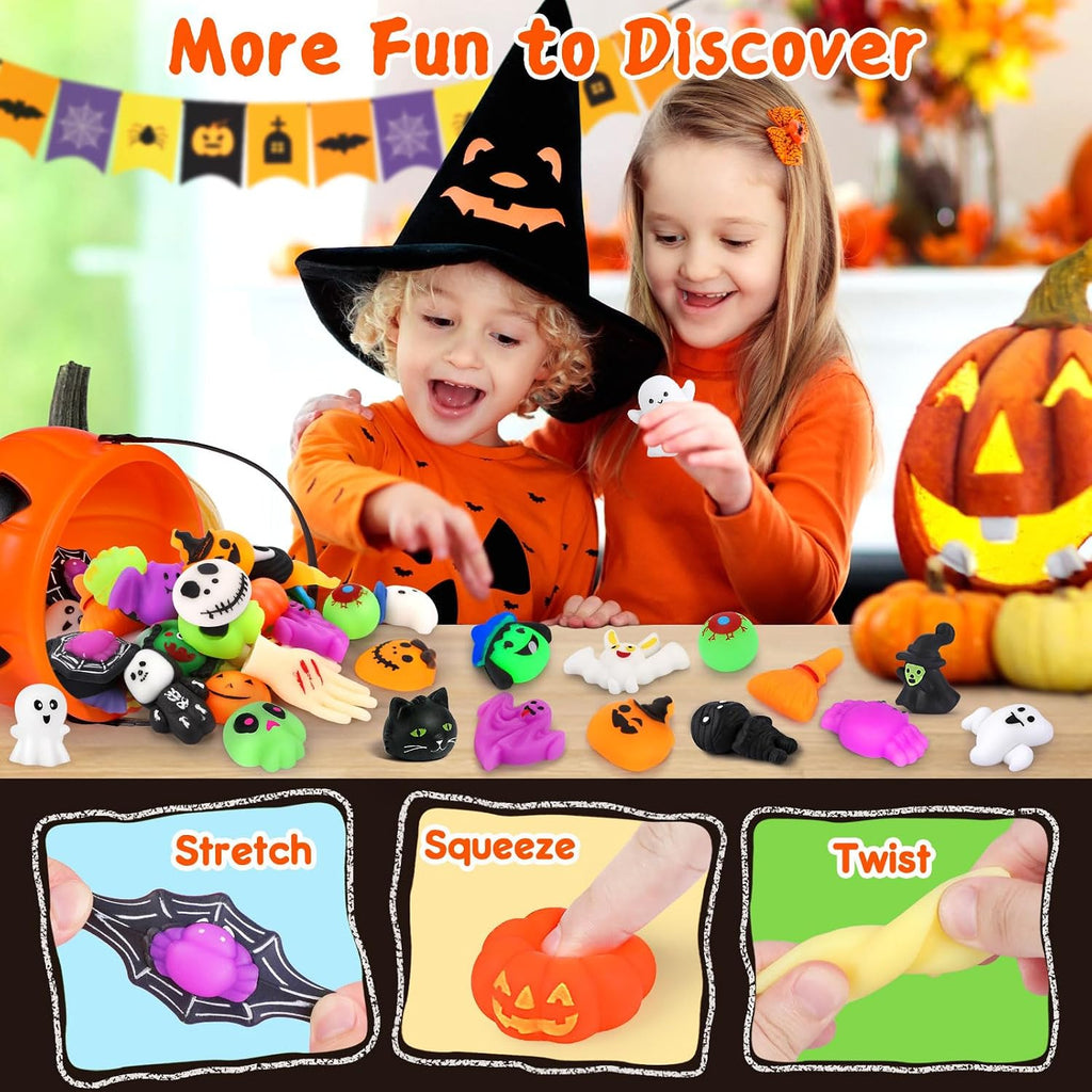 Mini Halloween Mochi Squishy Toys – 30/50 Pack Spooky Party Favors