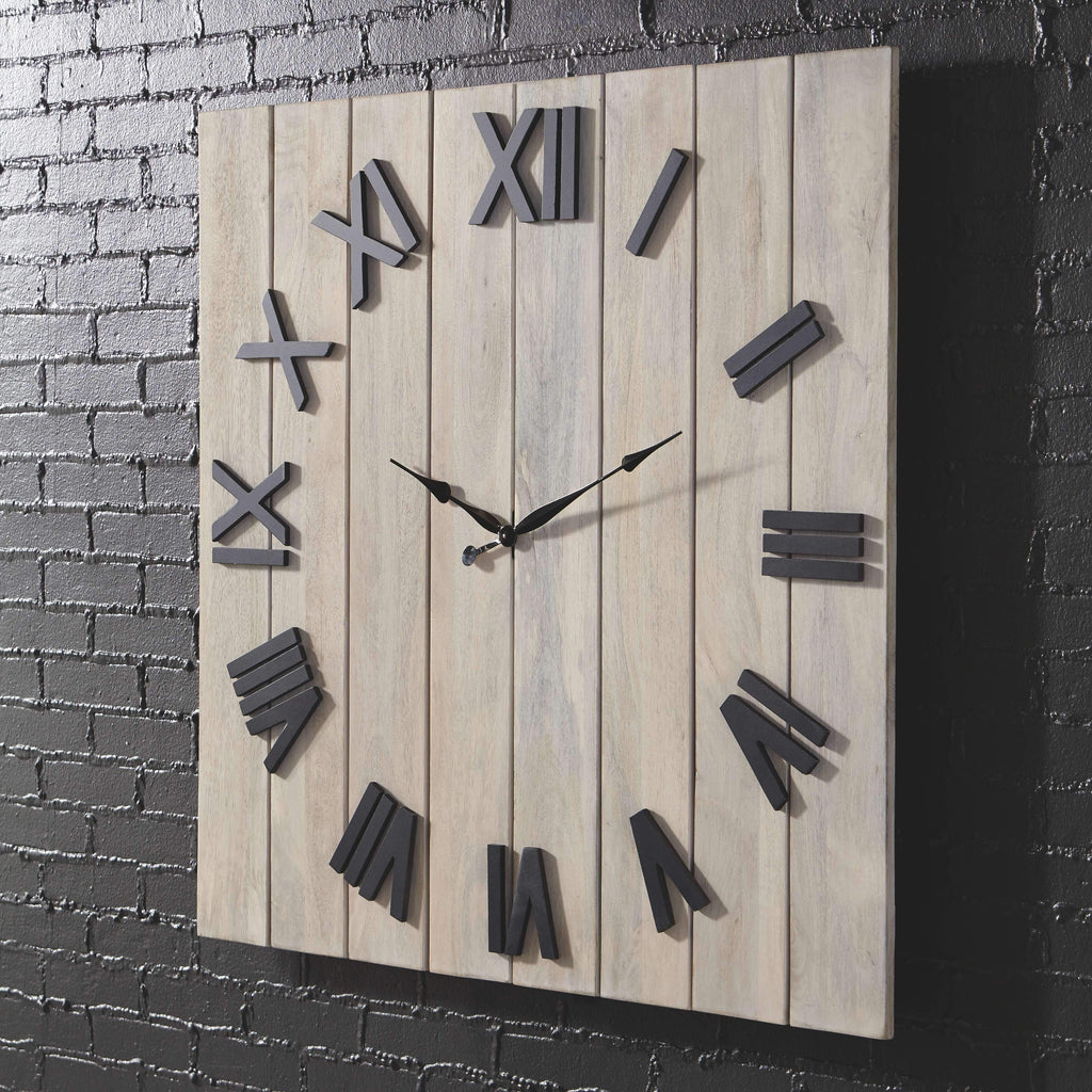 Bronson - Whitewash/black - Wall Clock