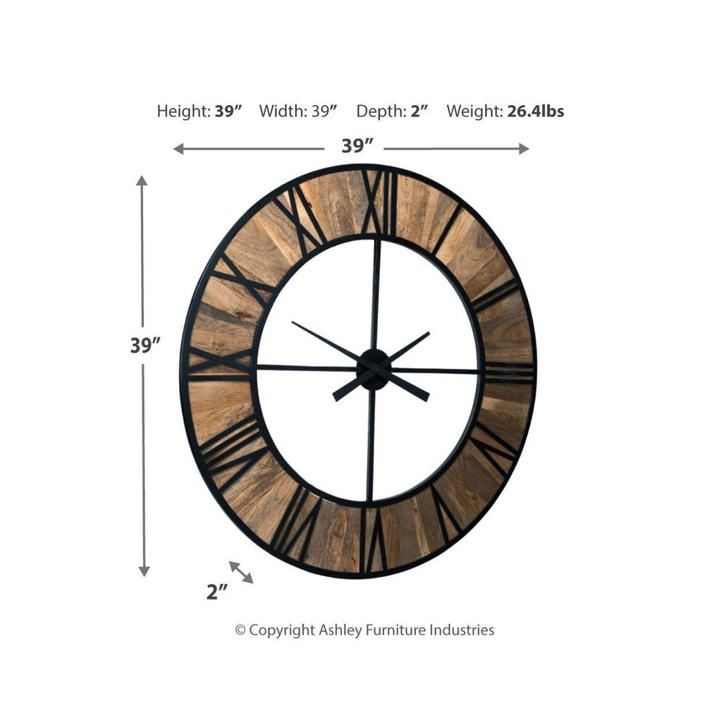 Byram - Natural/black - Wall Clock