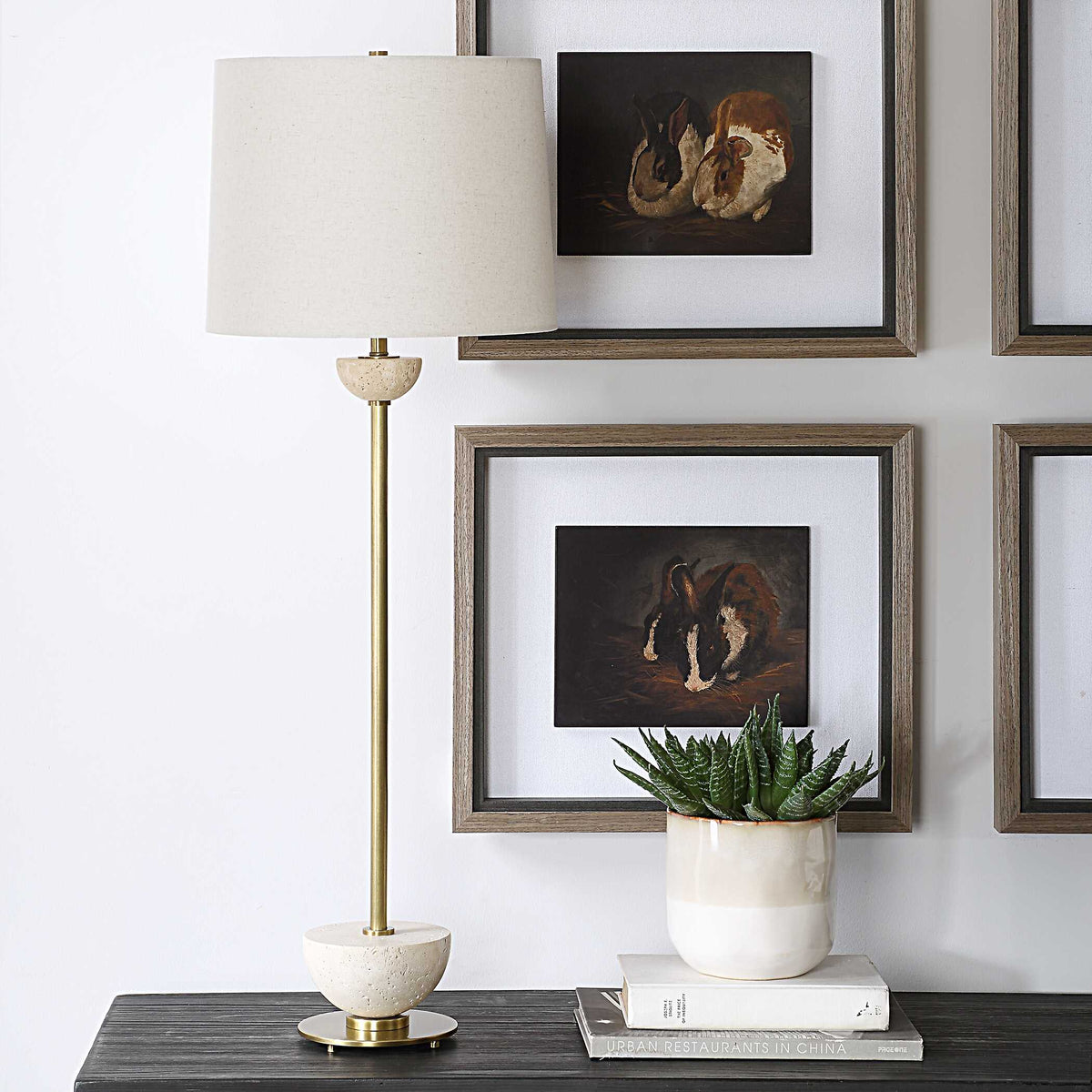 Hemisphere Brass Buffet Lamp