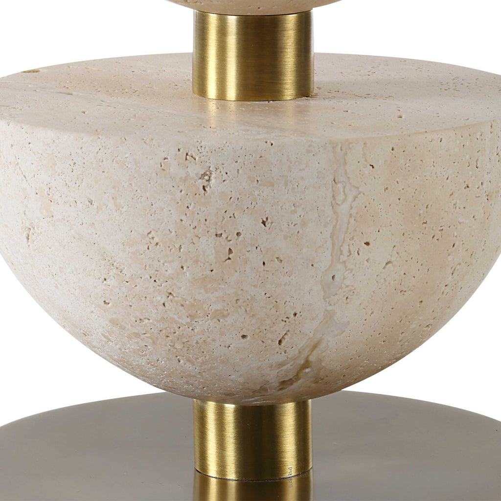 Hemisphere Travertine Table Lamp