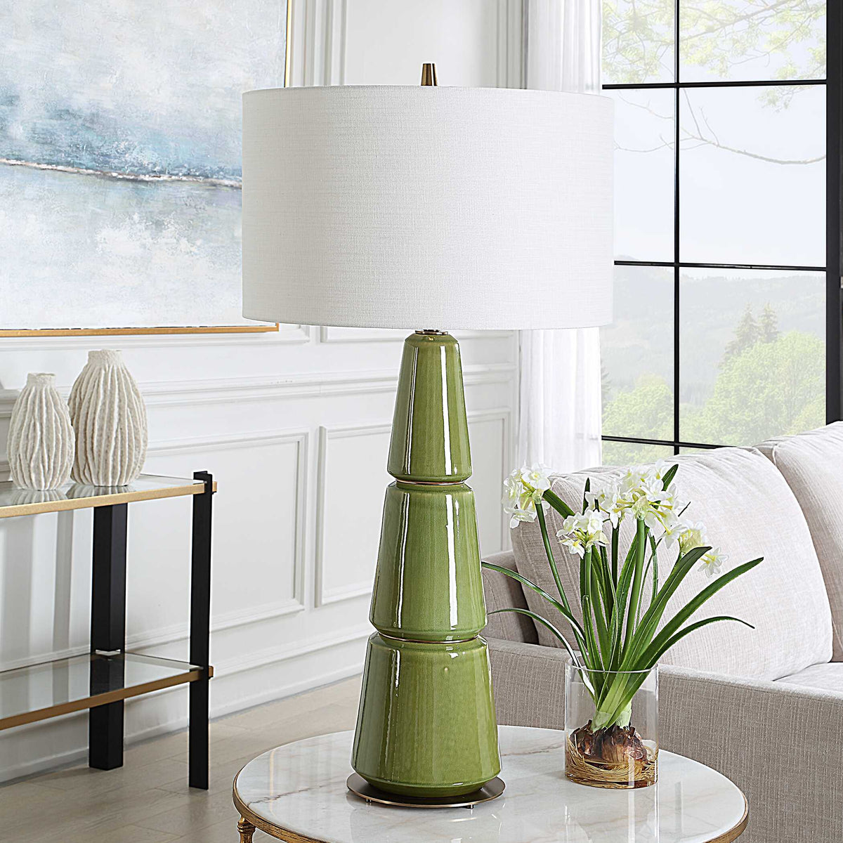 Mendell Moss Green Table Lamp