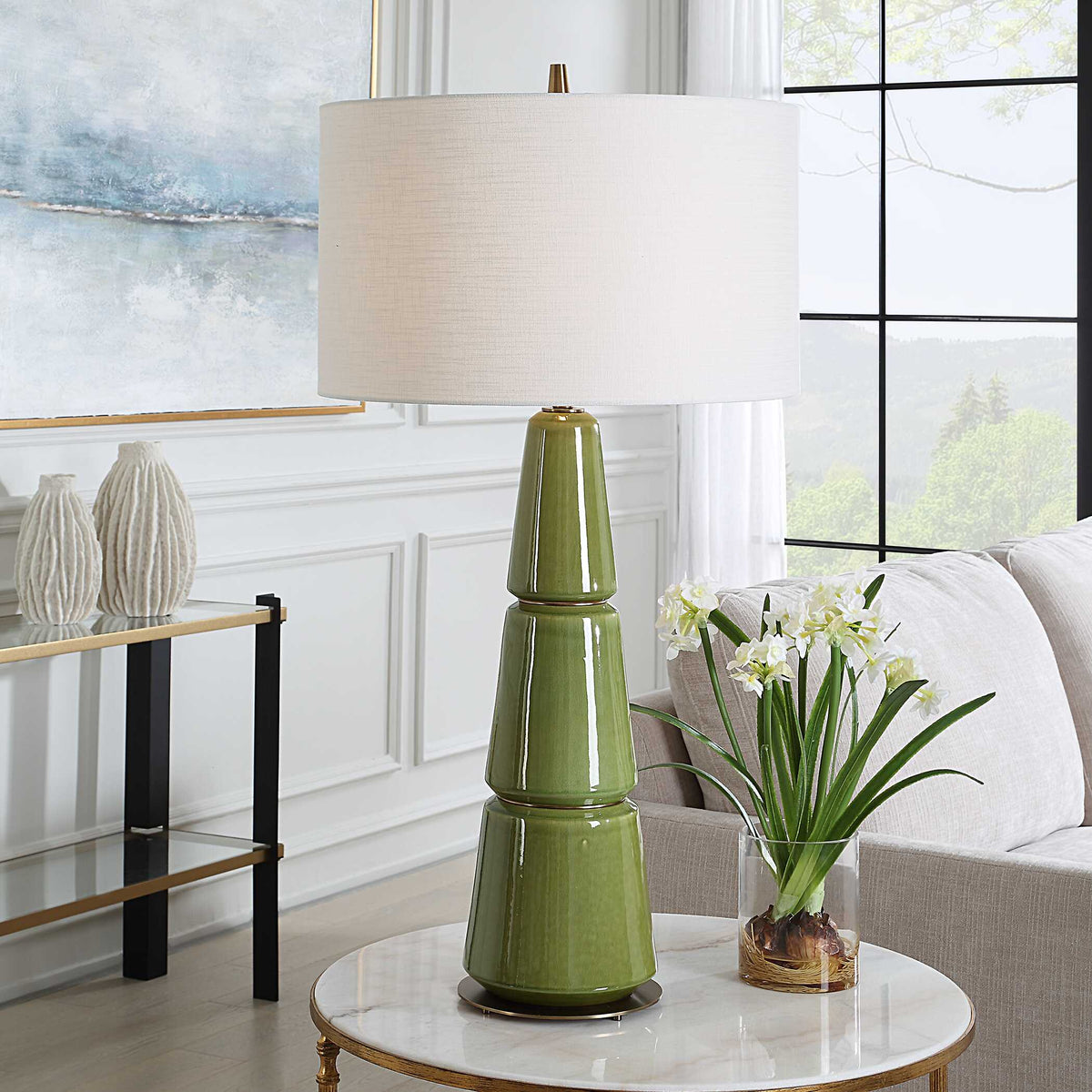 Mendell Moss Green Table Lamp