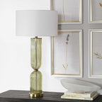 Mirah Olive Glass Table Lamp
