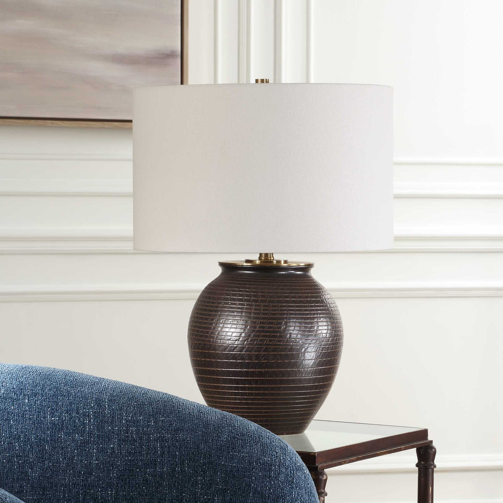 Hawkins Bronze Ribbed Table Lamp