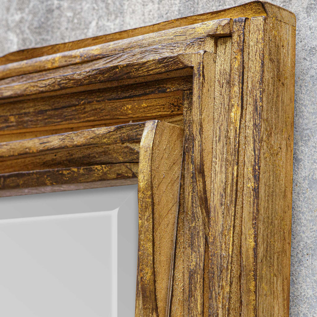 Overlap Teak Wood Mirror