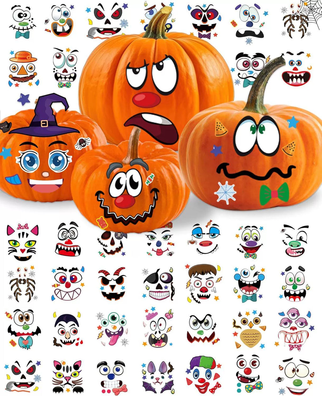 36-Piece Halloween Pumpkin Stickers – Waterproof Self-Adhesive Party Decorations