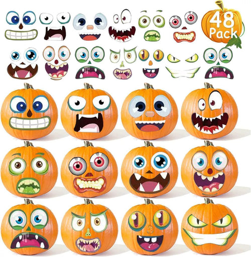 36-Piece Halloween Pumpkin Stickers – Waterproof Self-Adhesive Party Decorations