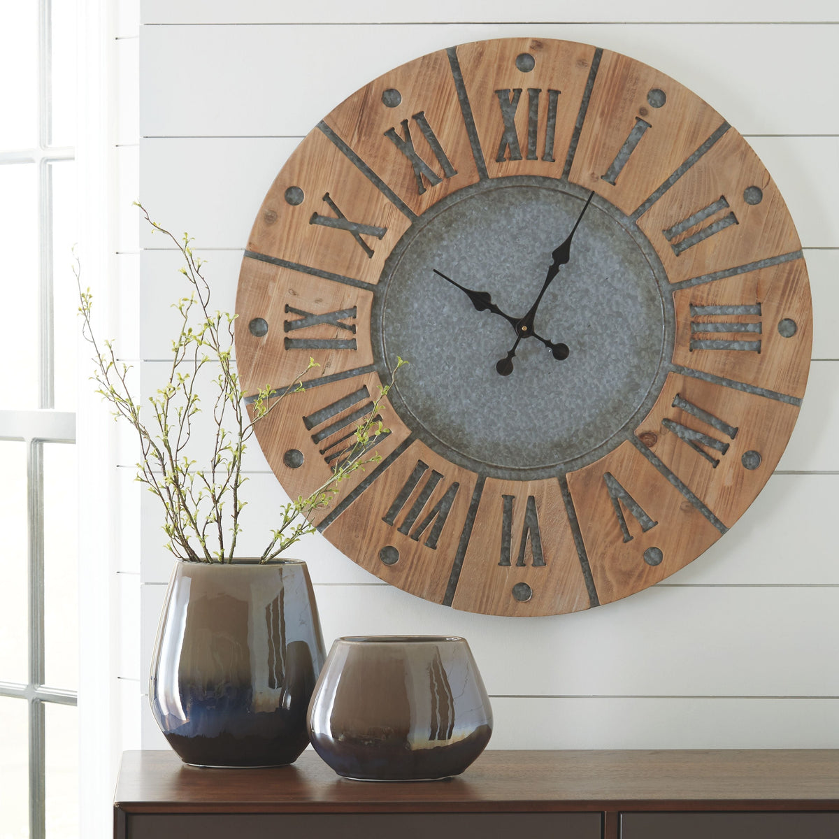 Payson - Antique Gray/natural - Wall Clock