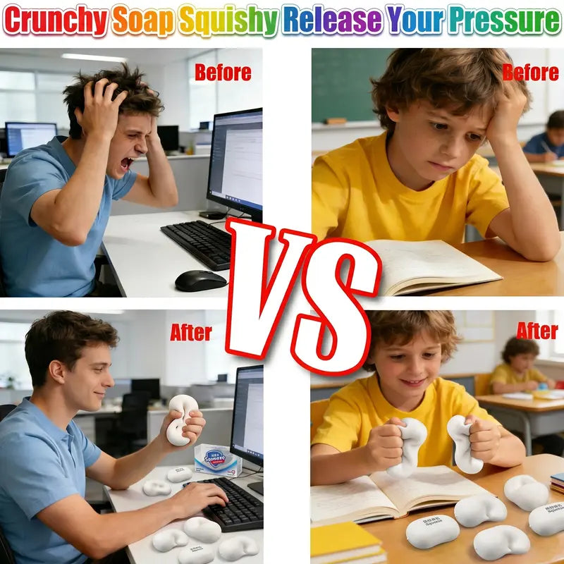 Soap Ball Squishy Toy | Crunchy ASMR Stress Relief Squeeze Ball | Round Blocks Filled Fidget Toy for Kids & Adults