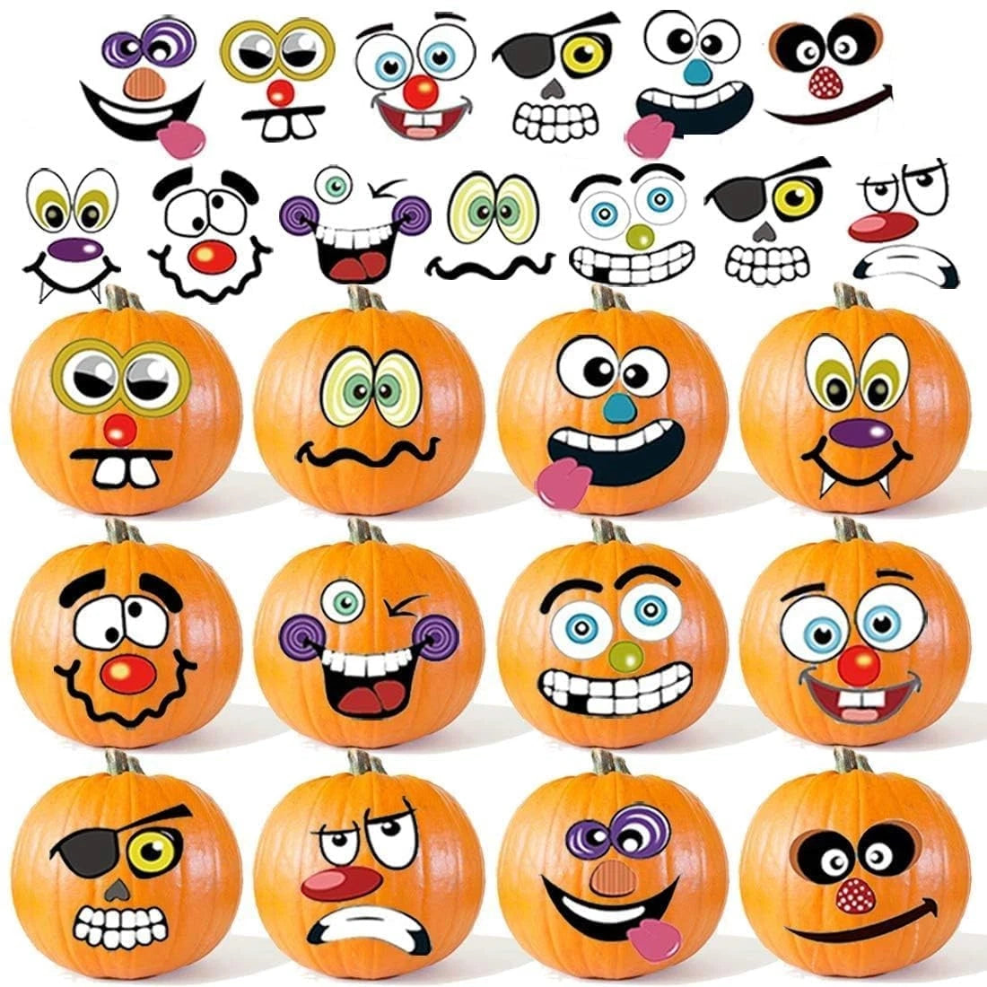 36-Piece Halloween Pumpkin Stickers – Waterproof Self-Adhesive Party Decorations