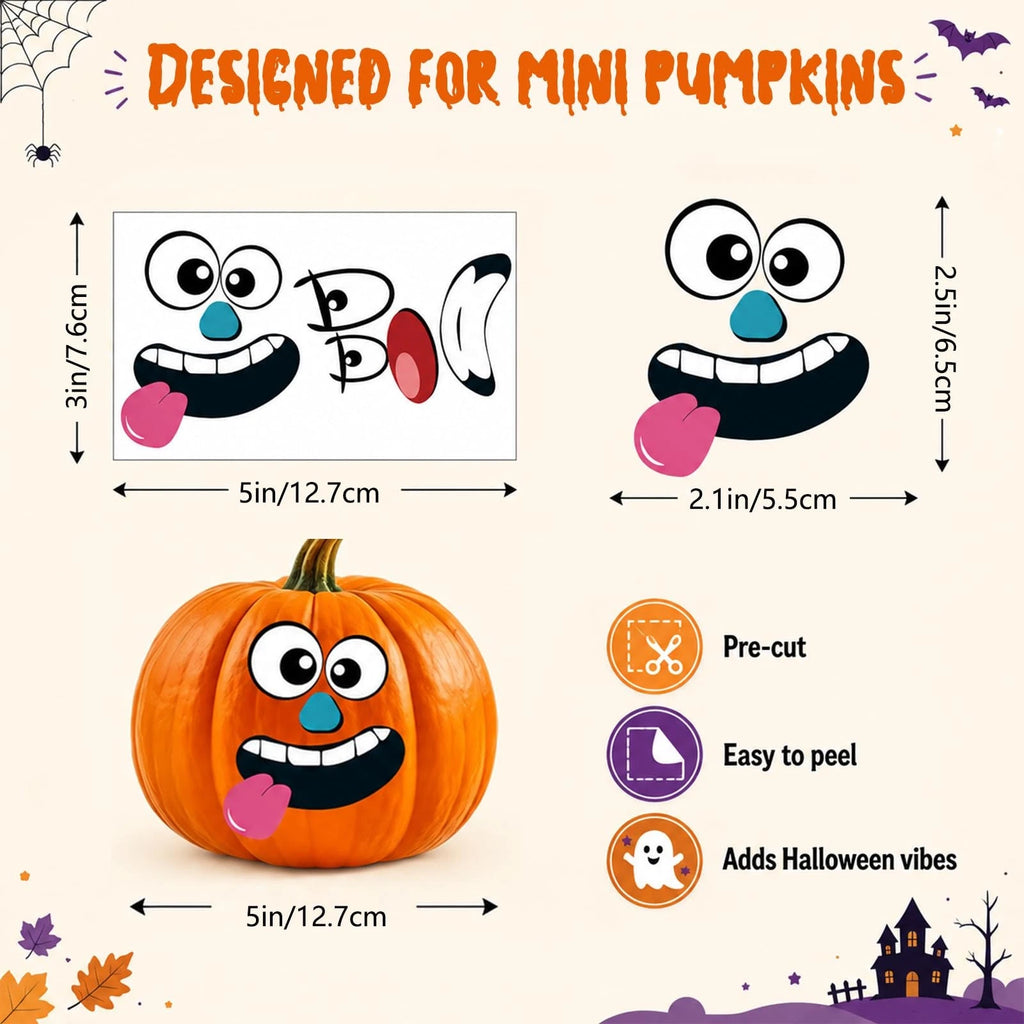 36-Piece Halloween Pumpkin Stickers – Waterproof Self-Adhesive Party Decorations