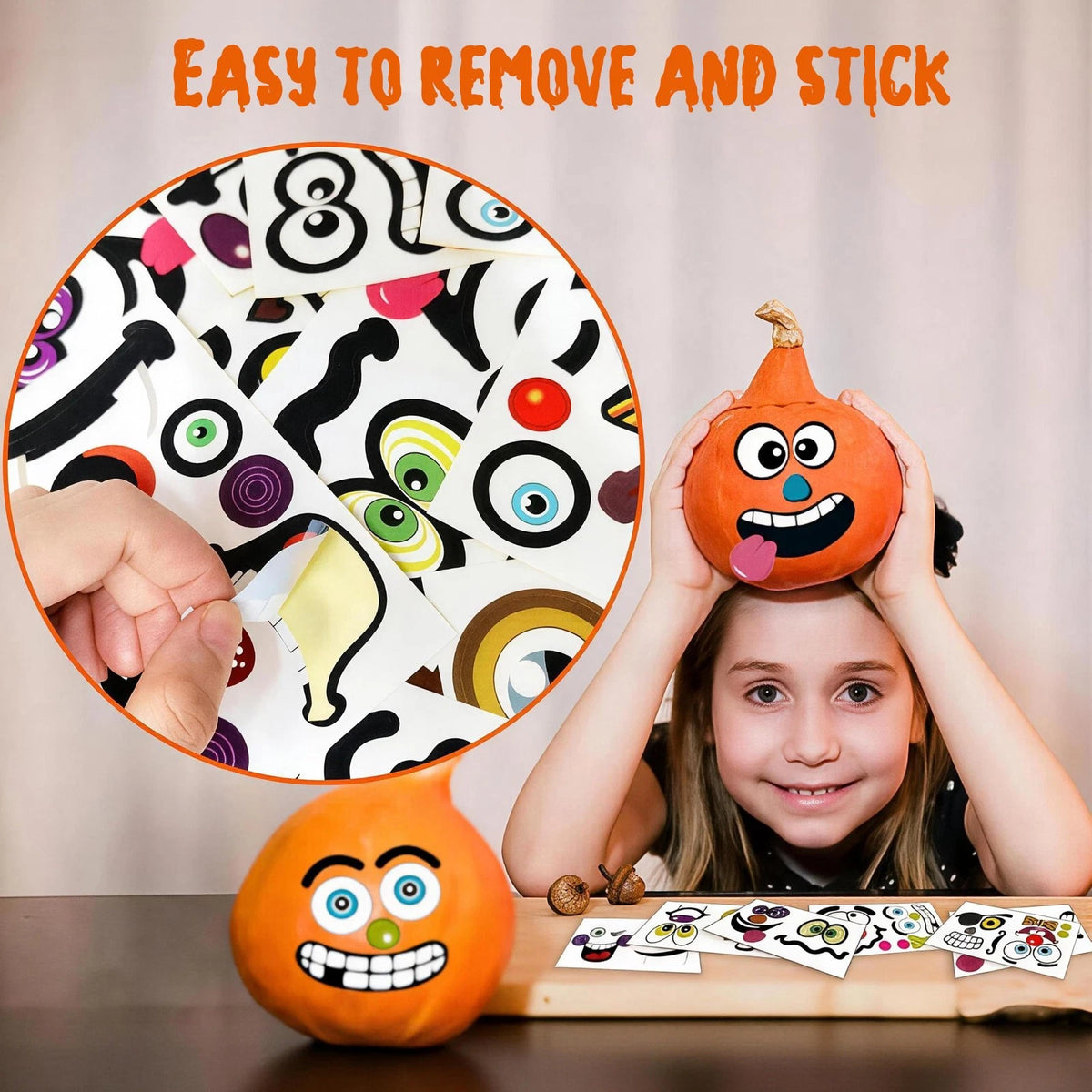 36-Piece Halloween Pumpkin Stickers – Waterproof Self-Adhesive Party Decorations