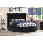 YY138 Round Velvet Platform Bed - 3 Colors