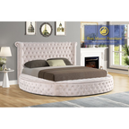 YY138 Round Velvet Platform Bed - 3 Colors