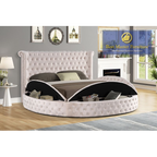 YY138 Round Velvet Platform Bed - 3 Colors