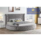 YY138 Round Velvet Platform Bed - 3 Colors
