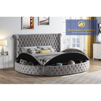 YY138 Round Velvet Platform Bed - 3 Colors